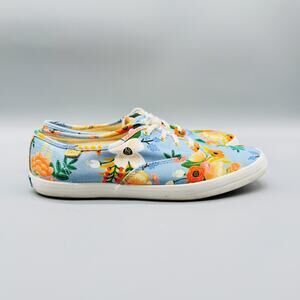 Keds Shoes Women 8.5 Blue Canvas Floral Rifle Paper Low Top Lace Up Sneakers